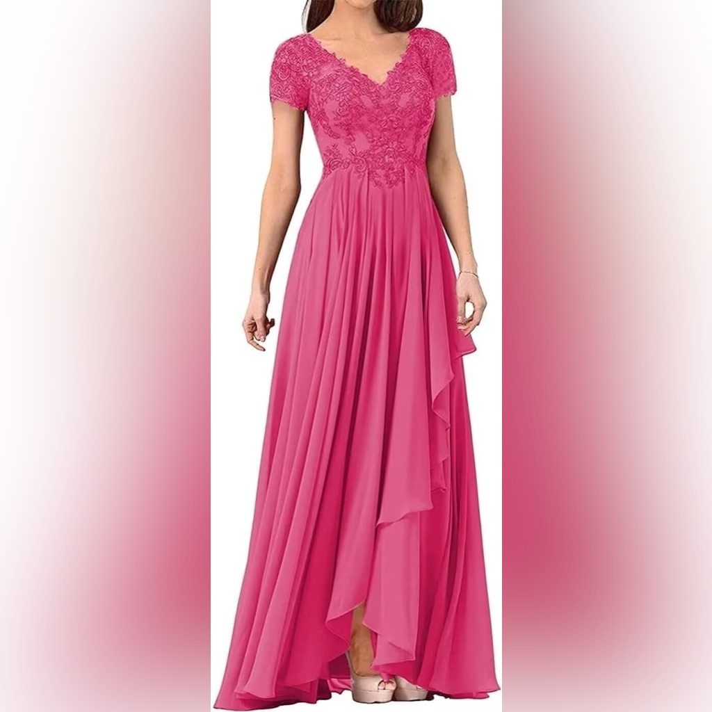 Pink Lace Rhinestone Formal Dress Medium